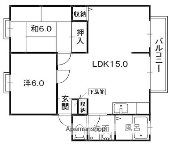 ハイツスター(2LDK/2階)の間取り写真