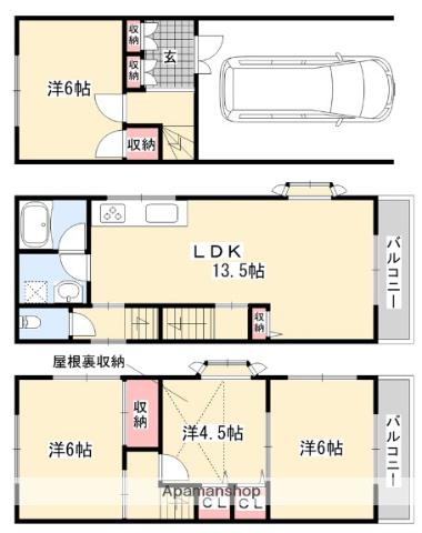 京阪電気鉄道京阪線 光善寺駅 徒歩5分 3階建 築28年(4LDK)の間取り写真