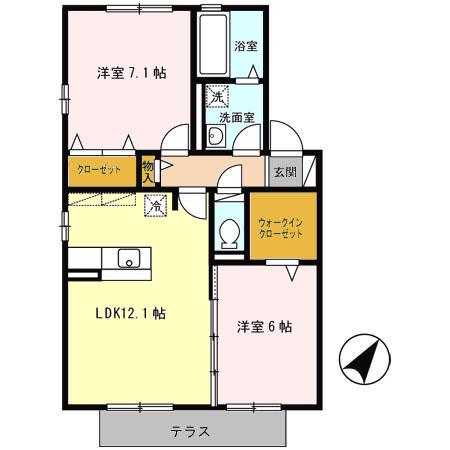 シャンゼトワール藤が尾C棟(2LDK/2階)の間取り写真