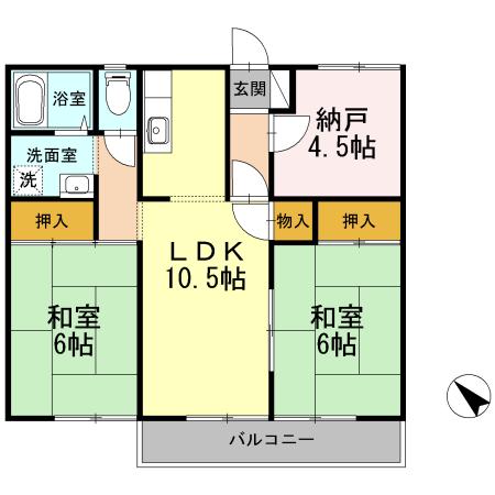 ヒルサイドテラス(2LDK/1階)の間取り写真
