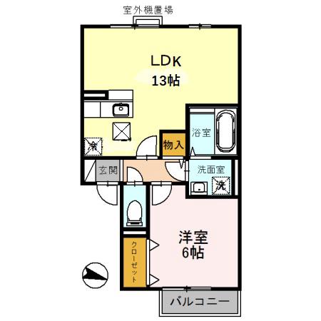 エストコリーヌ I番館(1LDK/1階)の間取り写真