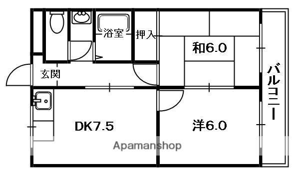 第五金森マンション(2DK/4階)の間取り写真