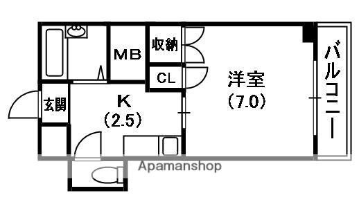 ニューハイツ桜Ⅳ(1K/2階)の間取り写真