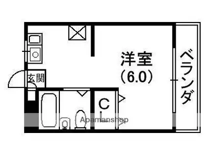 御殿山壱番館(1K/2階)の間取り写真