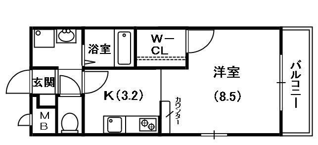 アンプルール・フラーリッシュ(ワンルーム/2階)の間取り写真