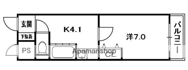 ワイズⅡ(1K/2階)の間取り写真