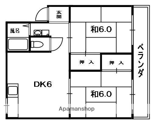 高塚コーポラス(2DK/1階)の間取り写真
