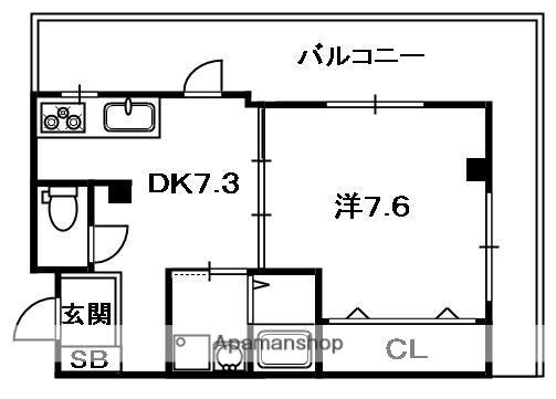 レピオス禁野(1DK/3階)の間取り写真