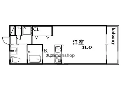 シャンテー御殿山 2番館(ワンルーム/6階)の間取り写真