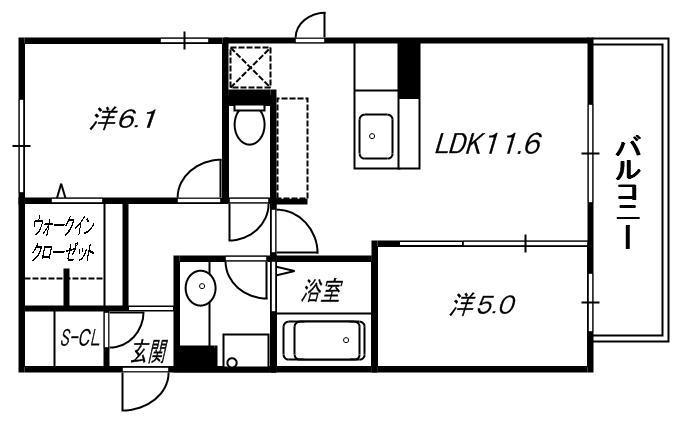 ココ カルティエ(2LDK/2階)の間取り写真