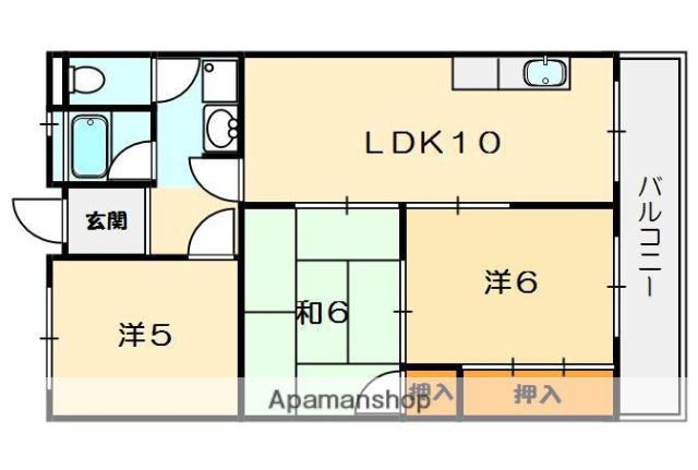 家具町ハイツ(3LDK/3階)の間取り写真
