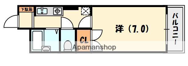 コンフォート長尾(1K/2階)の間取り写真