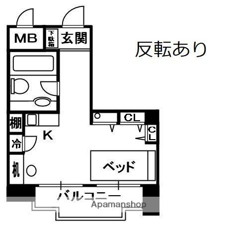ルミエール長尾(1K/4階)の間取り写真