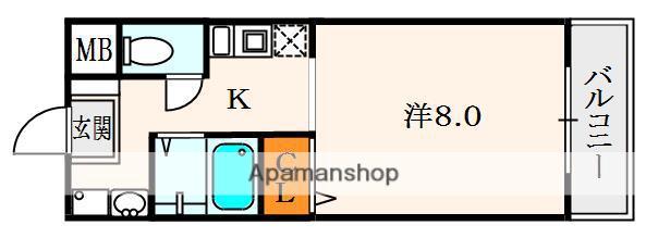 GRAND大垣内(1K/4階)の間取り写真