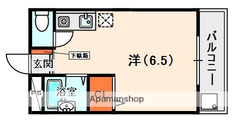 シャンテー長尾家具(ワンルーム/3階)の間取り写真