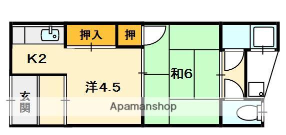伴ハイツ(2K/2階)の間取り写真