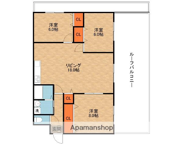 レオハイム津田Ⅱ(3LDK/5階)の間取り写真