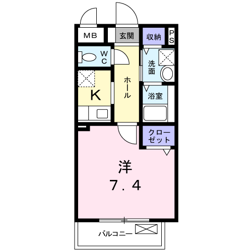 ロワール(1K/2階)の間取り写真