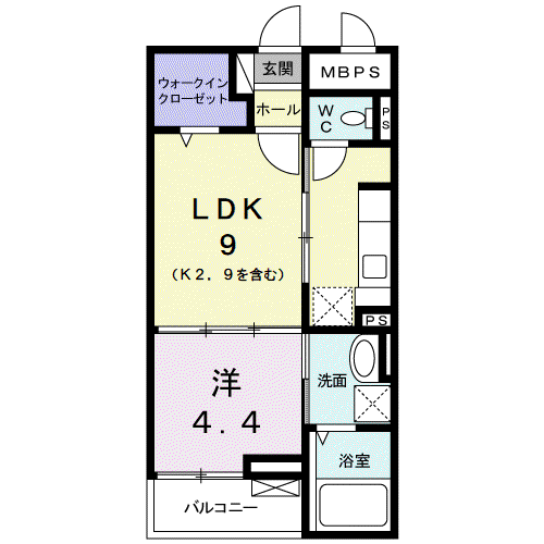 プログレNε(1LDK/1階)の間取り写真