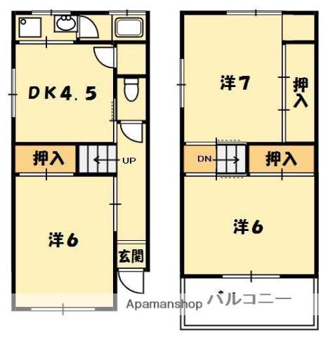 片町線 藤阪駅 徒歩4分 2階建 築51年(3DK)の間取り写真