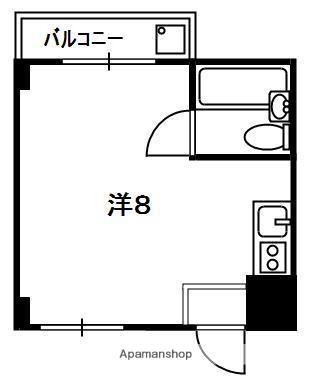 長尾ハピネス(ワンルーム/2階)の間取り写真