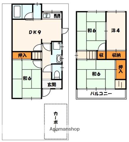 片町線 長尾駅(大阪) 徒歩28分 2階建 築44年(4DK)の間取り写真
