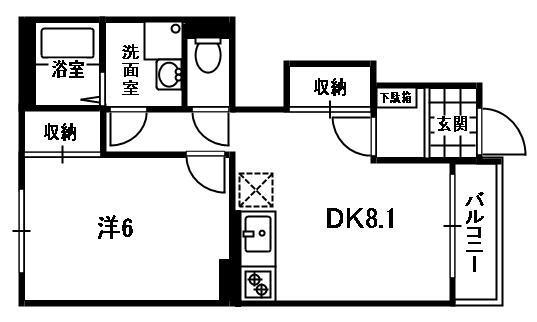 津田くにみ谷08(1DK/1階)の間取り写真