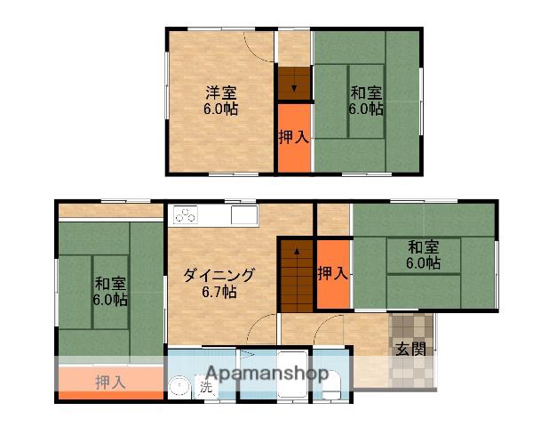 片町線 長尾駅(大阪) 徒歩35分 2階建 築48年(4DK)の間取り写真