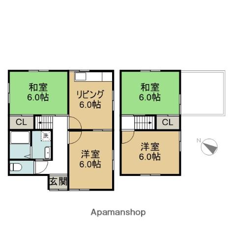 片町線 長尾駅(大阪) バス乗車時間：13分 榁谷橋バス停で下車 徒歩4分 2階建 築46年(4DK)の間取り写真