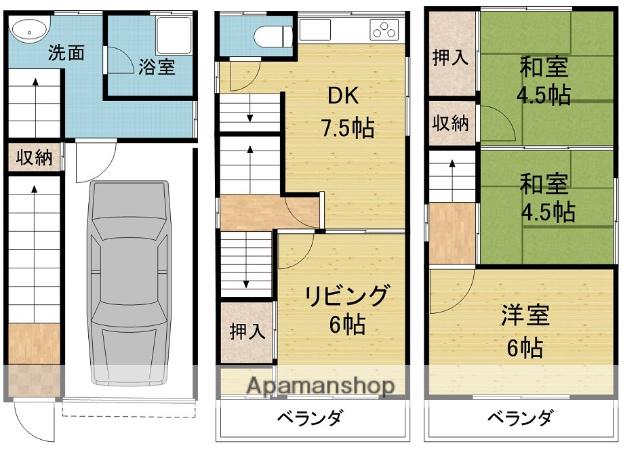 片町線 長尾駅(大阪) 徒歩22分 3階建 築39年(4DK)の間取り写真