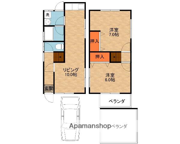 片町線 長尾駅(大阪) 徒歩25分 2階建 築47年(2LDK)の間取り写真