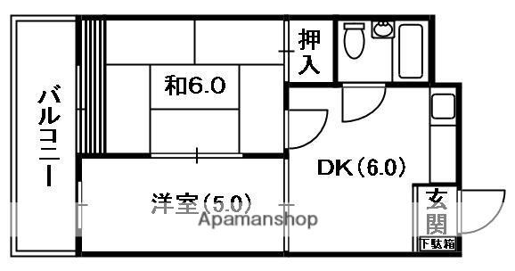 CLEAR HOSHIGAOKAⅠ(2DK/3階)の間取り写真
