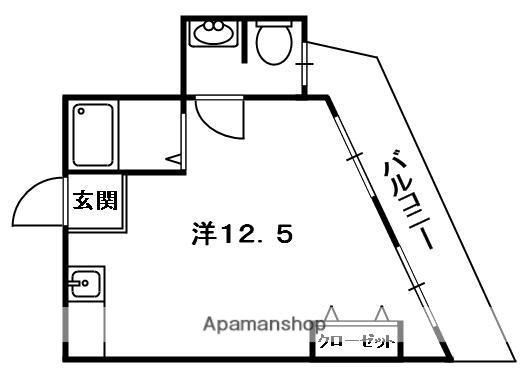 アムールⅡ(ワンルーム/2階)の間取り写真