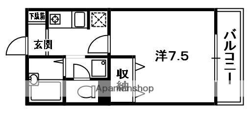 グリーンヒルカリム(1K/2階)の間取り写真