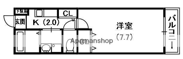 京阪電気鉄道京阪線 西三荘駅 徒歩1分 6階建 築22年(1K/4階)の間取り写真