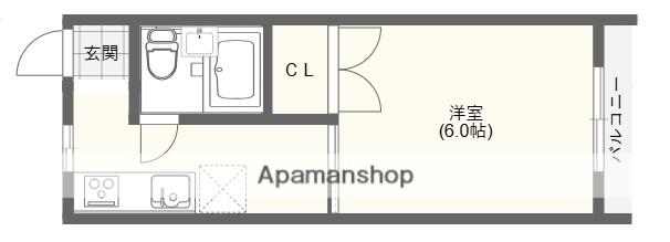 ハイネス香里(1K/1階)の間取り写真
