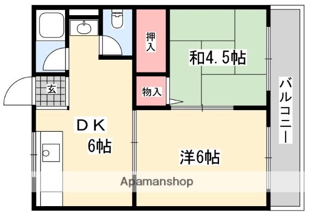 中ノ山ハイツ(2DK/2階)の間取り写真