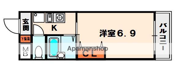 シャトレー御殿山(1K/1階)の間取り写真