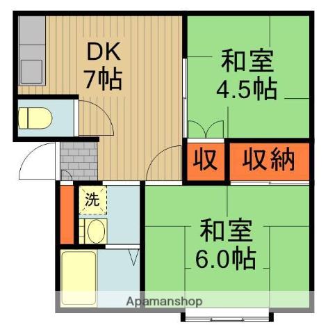 市原ハイツ2(2DK/2階)の間取り写真