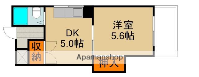 松原マンション(1DK/1階)の間取り写真