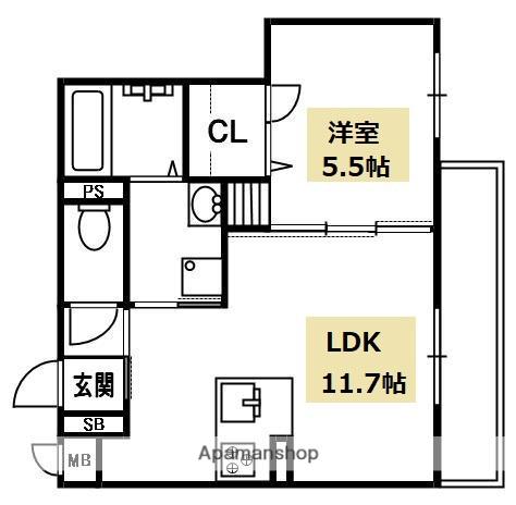 シャーメゾン高瀬09(1LDK/3階)の間取り写真