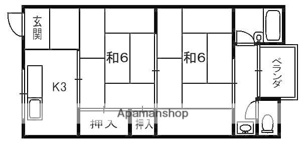 大作コーポ(2DK/3階)の間取り写真