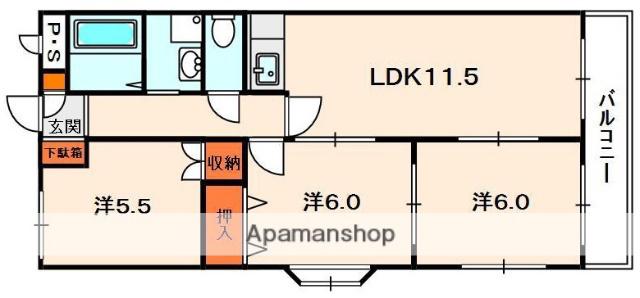 ウエストサイド楠葉(3LDK/3階)の間取り写真