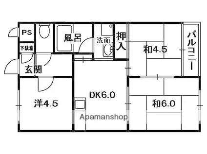 ハイクレスト宮之阪(3DK/2階)の間取り写真
