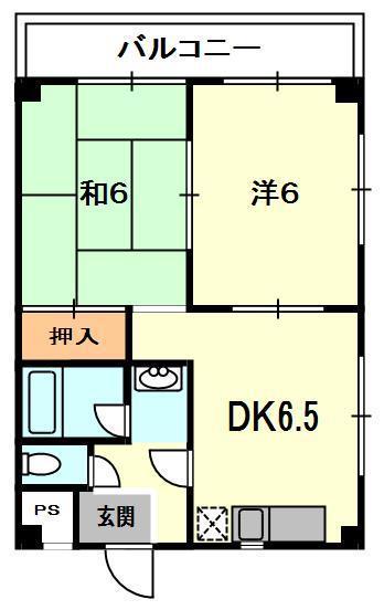 マンションハーモニー(2DK/2階)の間取り写真