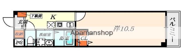 オーキッドコート(ワンルーム/1階)の間取り写真