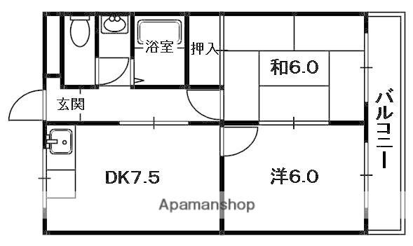 第五金森マンション(2DK/5階)の間取り写真
