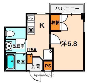エルマーノヒル枚方(1K/6階)の間取り写真
