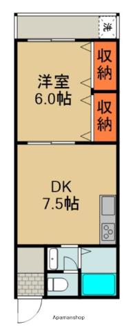 藤田マンション(1DK/4階)の間取り写真