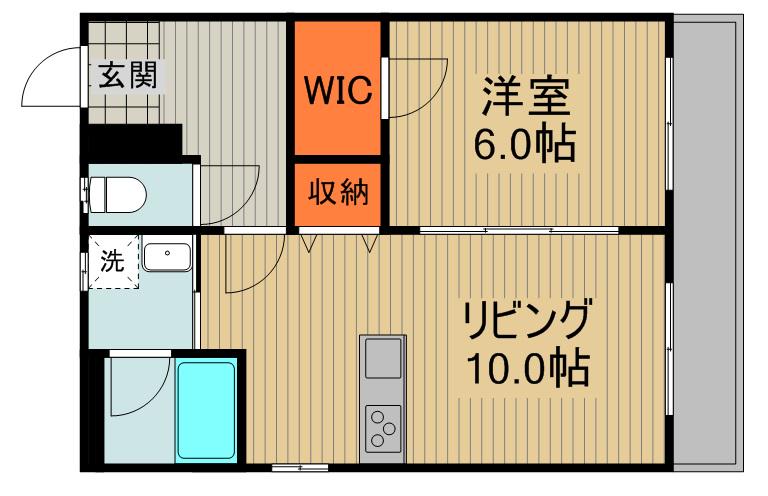 橋爪ビル(1LDK/3階)の間取り写真